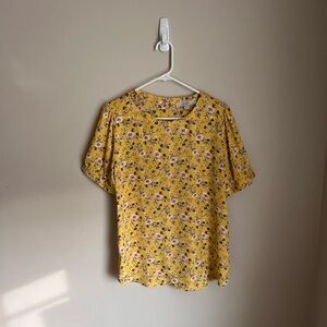LOFT Yellow Floral Blouse